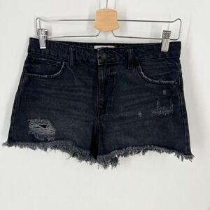 Wrangler Women Size 6 High Rise Vintage 3 Short Distressed Black Denim